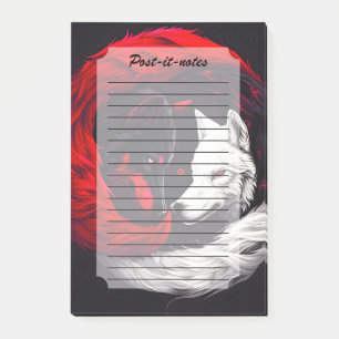 Moon Crimson Red White Wolf Post-it Klebezettel