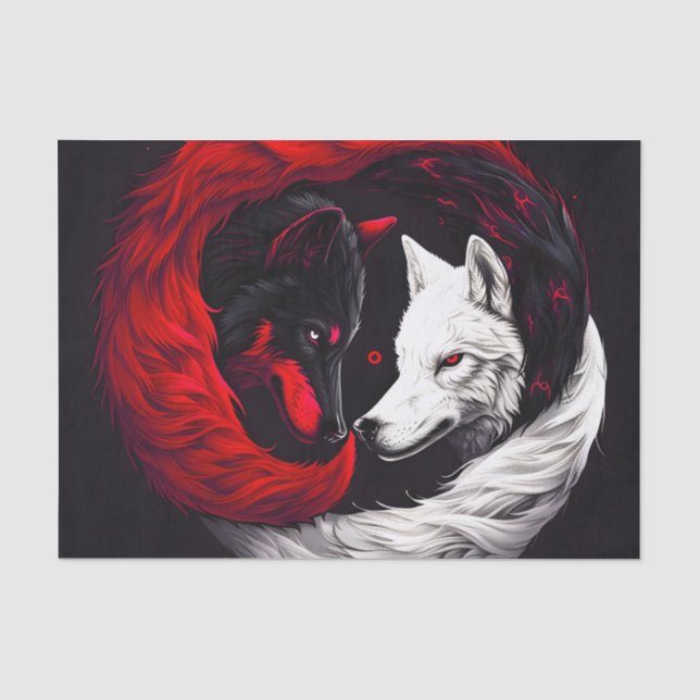 Moon Crimson Red White Wolf Seidenpapier (Vorderseite)