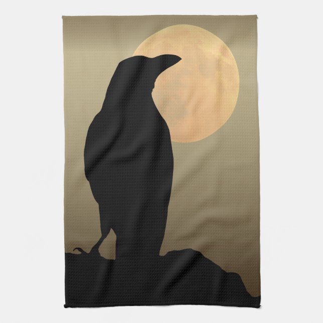 Moon & Crows, Black Bird Kittuch Raven Geschirrtuch (Vertikal)