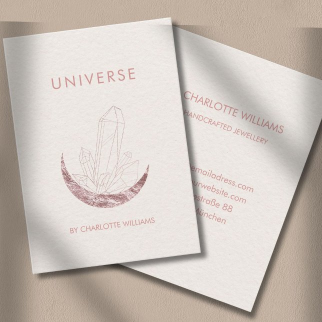 Moon Crystal Energy Healer Business Card Visitenkarte (Moon Crystal Energy Healer Business Card - Beige - Old-Rose-Gold-Rose.)