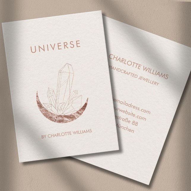 Moon Crystal Energy Healer Business Card Visitenkarte (Moon Crystal Energy Healer Business Card - Beige -Copper.)