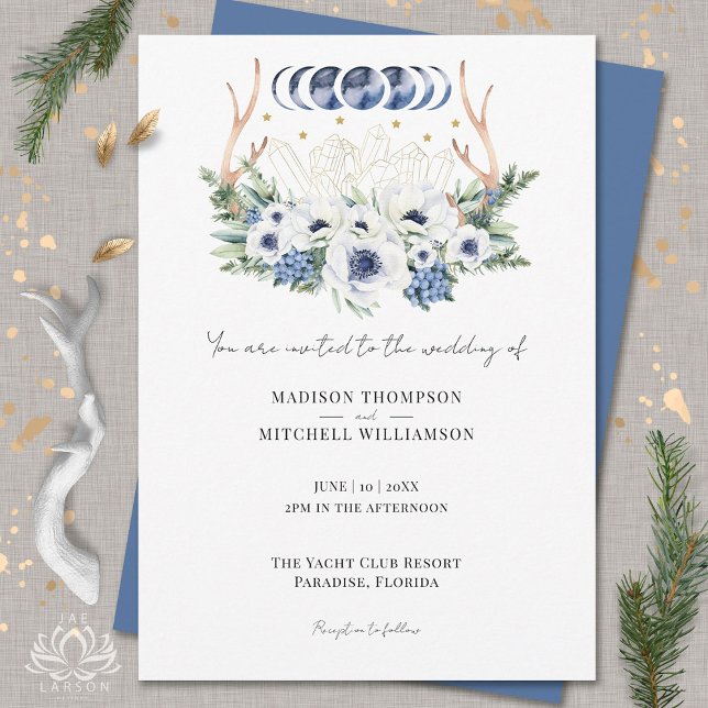 Moon Crystals Blume Boho Metaphysische Hochzeit Einladung (Von Creator hochgeladen)