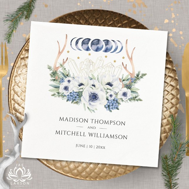 Moon Crystals Blume Boho Metaphysische Hochzeit Serviette (Von Creator hochgeladen)