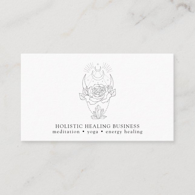 Moon Crystals FlowerHolistic Healing Business Card Visitenkarte (Vorderseite)