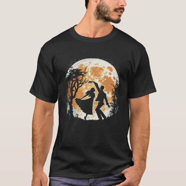 Moon Dancing Paares Mondlicht Silhouette T-Shirt (Vorderseite)