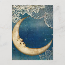 Moon Decoupage Postcard | Celestial Art Greeting Postkarte