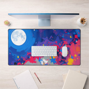 Moon Desk Mat - Ästhetische Mondphasen, Vollmond, Schreibtischunterlage
