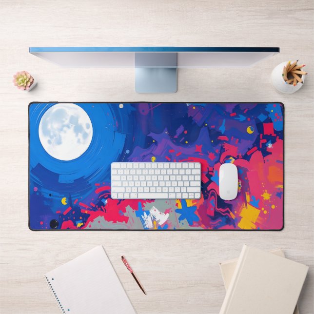 Moon Desk Mat - Ästhetische Mondphasen, Vollmond, Schreibtischunterlage (Büro 1)