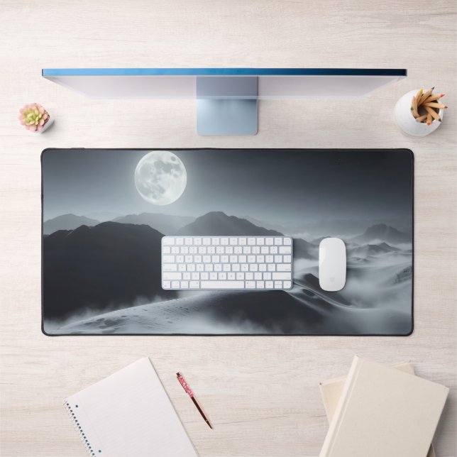 Moon Desk Mat - Ästhetische Mondphasen, Vollmond, Schreibtischunterlage (Büro 1)