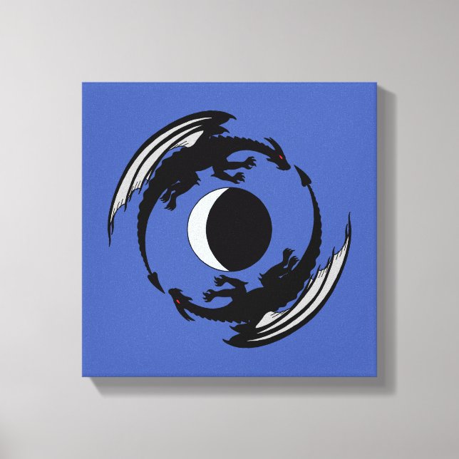 Moon Dragons Fantasy Design Canvas Print Leinwanddruck (Vorderseite)