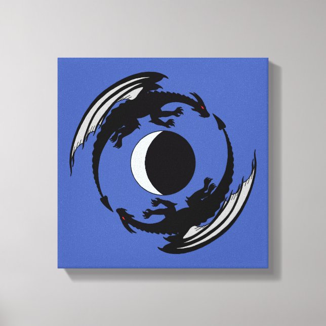 Moon Dragons Fantasy Design Canvas Print Leinwanddruck (Vorderseite)