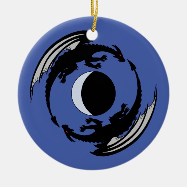 Moon Dragons Fantasy Design Keramik Ornament (Vorne)
