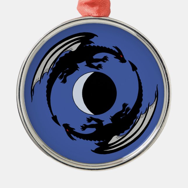 Moon Dragons Fantasy Design Metal Ornament (Vorne)