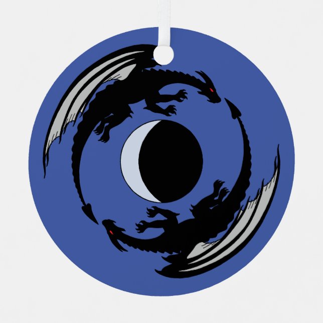 Moon Dragons Fantasy Design Ornament Aus Metall (Vorderseite)