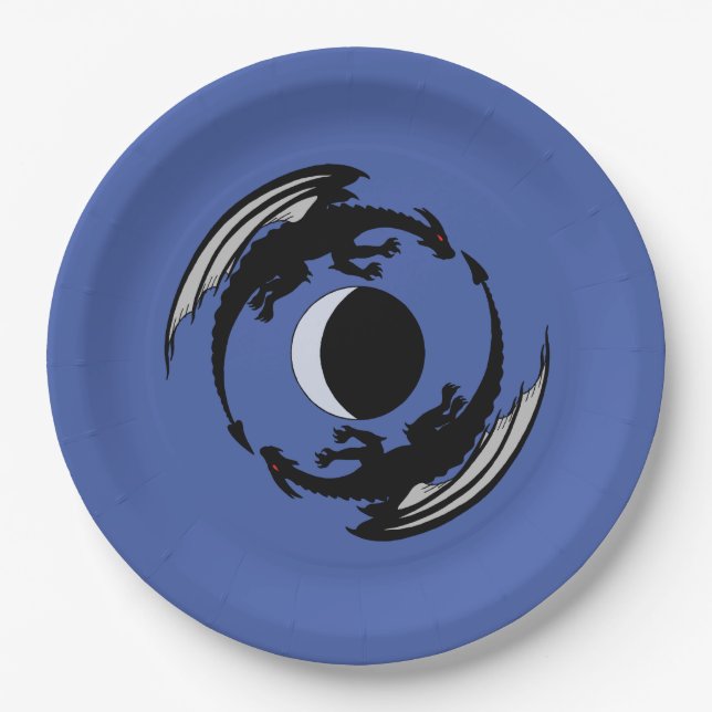 Moon Dragons Fantasy Design Paper Plate Pappteller (Vorderseite)