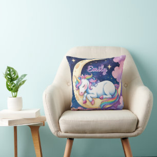 Moon Dream Unicorn Pillow - bearbeitbarer Name Kissen