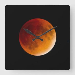 Moon Eclipse Blood Moon   Mendota-Höhen Quadratische Wanduhr