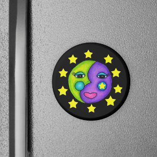 Moon Face and Stars Magnet