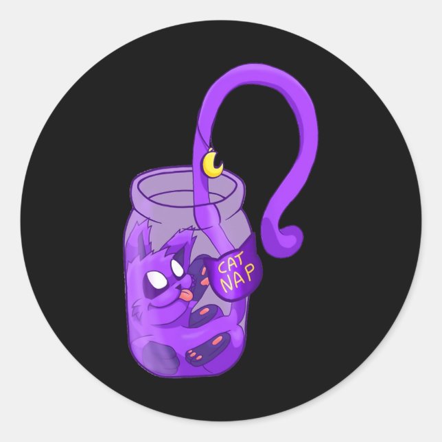 Moon Face Cat Nickerchen - Niedliche Katze Runder Aufkleber (Vorderseite)