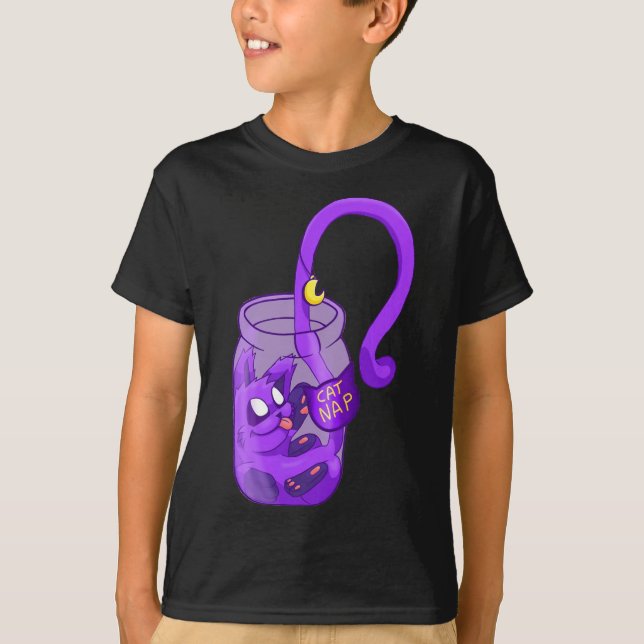 Moon Face Cat Nickerchen - Niedliche Katze T-Shirt (Vorderseite)