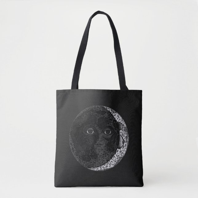 Moon Face Crescent Hand Drawn Ink Illustration (Vorderseite)