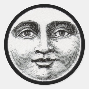 Moon Face Runder Aufkleber
