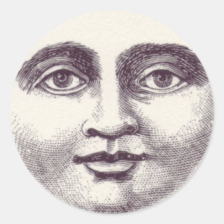 Moon Face Runder Aufkleber