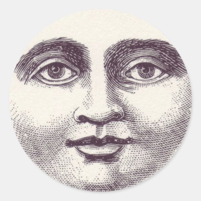 Moon Face Runder Aufkleber (Vorderseite)