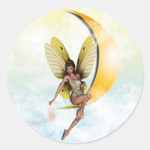 Moon Fairy Runder Aufkleber