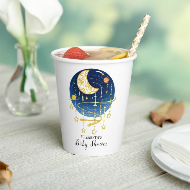 Moon Falling Stars Kinderdusche Pappbecher (In Situ)