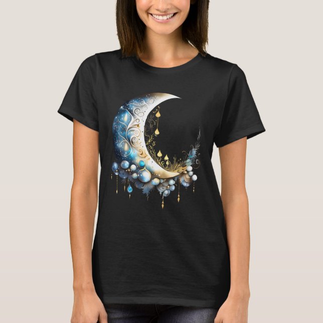 Moon Fantasy Night Sky eleganter 3D Himmelschic T-Shirt (Vorderseite)