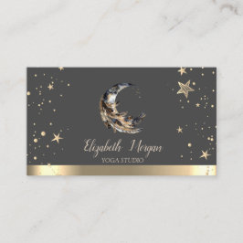Moon Feather Gold Stars Yoga Studio Visitenkarte