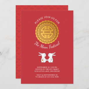 Moon Festival Mooncake Kaninchen Einladung