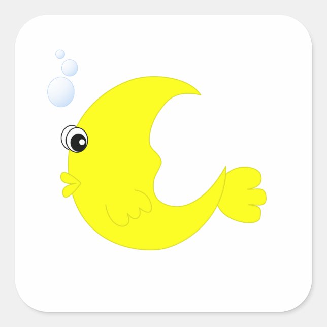 Moon Fish Quadratischer Aufkleber (Vorderseite)