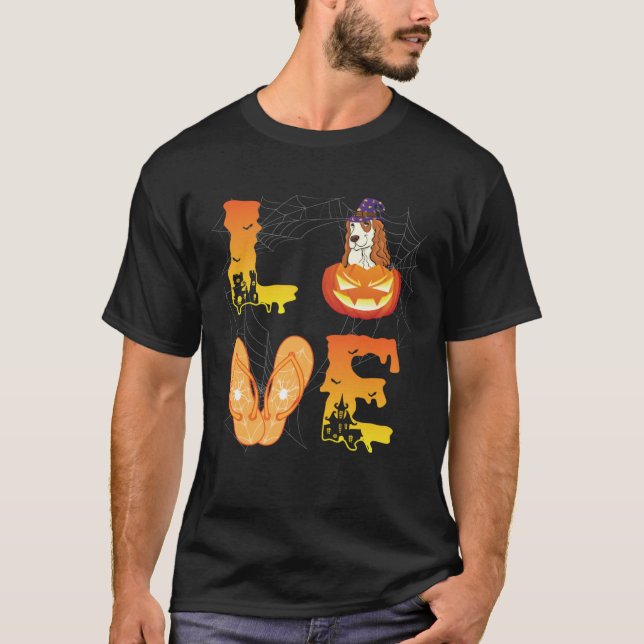Moon Flip Flop Spider Pumpkin Cocker Spaniel LOVE  T-Shirt (Vorderseite)