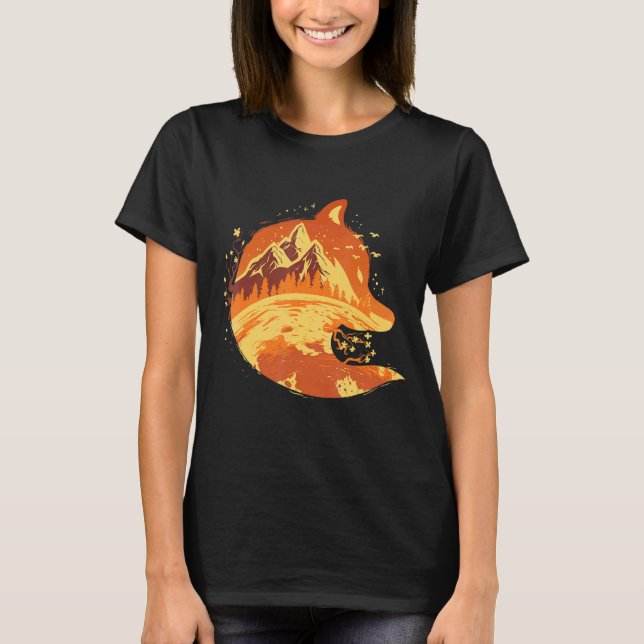 Moon Forest Fox Jagd Berg Fox Whisperer T-Shirt (Vorderseite)
