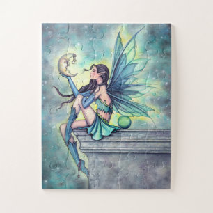 Moon Friend Fairy Fantasy Grußkarte Puzzle