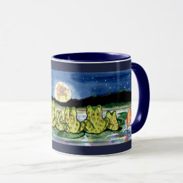 Moon Frogs Family Night Time Design Dunkelblaue Ta Tasse