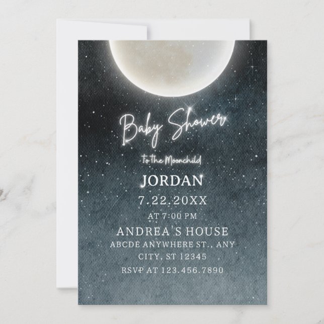 Moon galaxy Baby Dusche Einladung (Vorderseite)