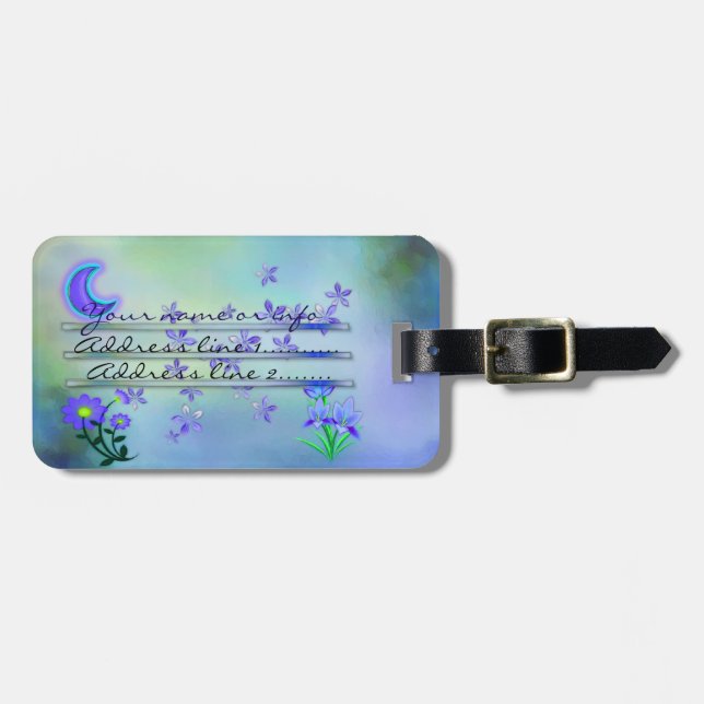 Moon Garden Floral Mixed Media Gepäckanhänger (Vorderseite horizontal)