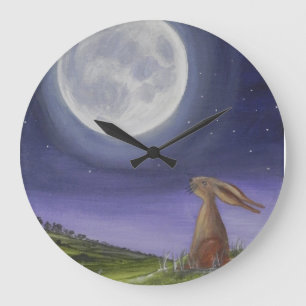 Moon Gazing Hare Clock Große Wanduhr