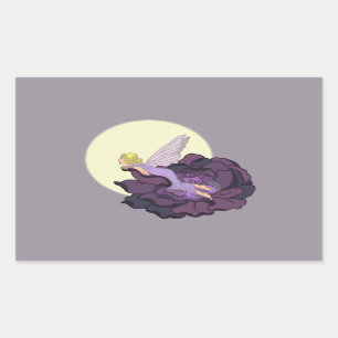 Moon Gazing Lila Blume Fairy Abend Sky Rechteckiger Aufkleber