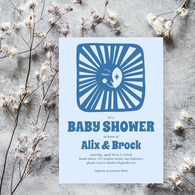 Moon Glow Boho Moderne Niedliche Babydusche Einladung (Moon Glow Boho Modern Cute Custom Baby Shower Invitation
)