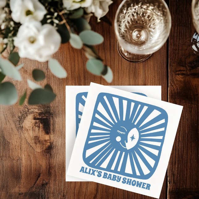 Moon Glow Boho Moderne Niedliche CUSTOM Kinderdusc Serviette (Moon Glow Boho Modern Cute Custom Baby Shower CUSTOM Napkins
)