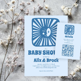 Moon Glow Boho Moderne Niedliche QR Babydusche Begleitkarte
