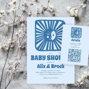 Moon Glow Boho Moderne Niedliche QR Babydusche Begleitkarte