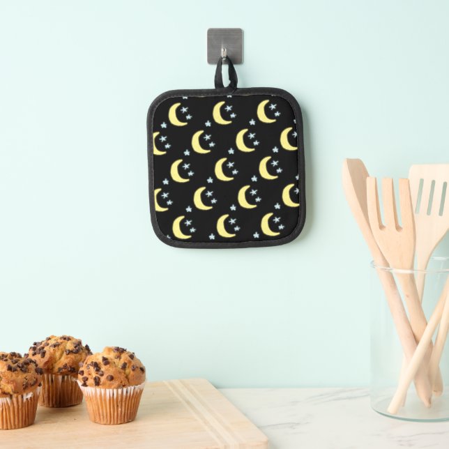 Moon Glow Pot Holder (schwarz & weich gelb) Topflappen (Insitu (Hängend))