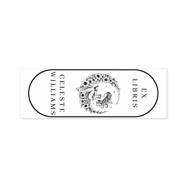 Moon Goddess Blume Moon Ex Libris Briefmarke Permastempel (Design)