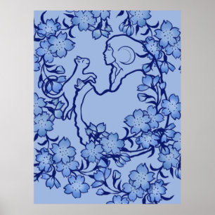 Moon Goddess Cat Hexch Blues Poster