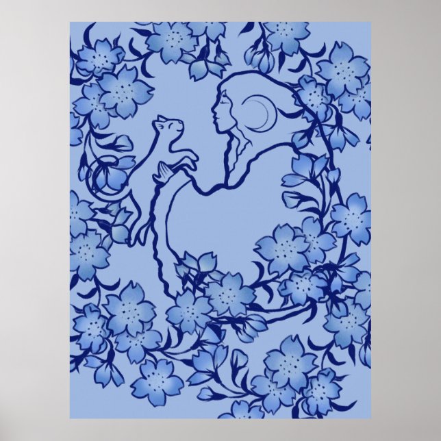 Moon Goddess Cat Hexch Blues Poster (Vorne)